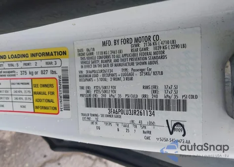 2018 Ford Fusion Hybrid Se из США, поврежденный, VIN 3FA6P0LU3JR261134